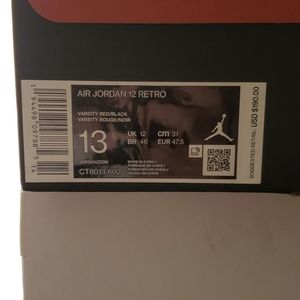 Nike Air Jordan 12 Retro Flu Red/black Size 13